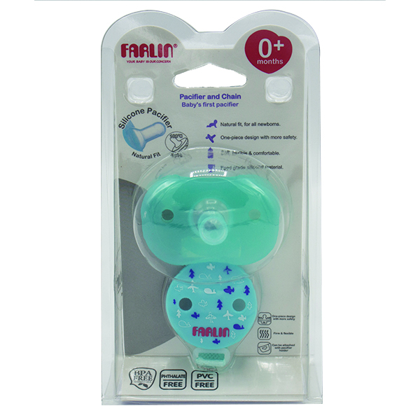 Farlin Pacifier With Chain For New Born Babies 0M+