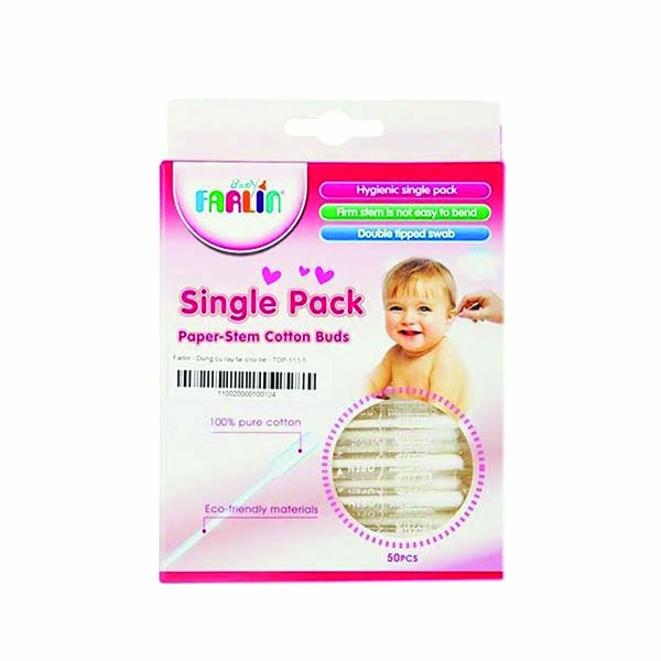 Farlin Paper Stem Cotton Buds Single Pack 50 Pieces