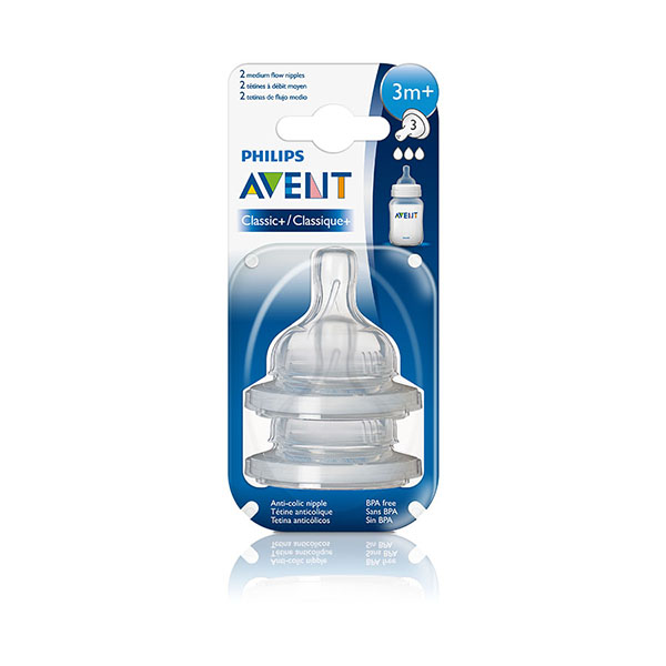 Avent Nipple Classic Pair 3M+