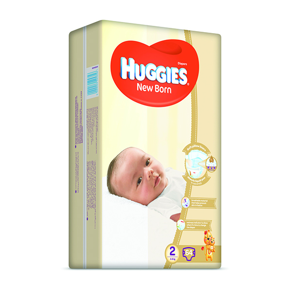 Huggies Diapers New Born Size (2) 4-6 Kgs Jumbo 64 Diapers