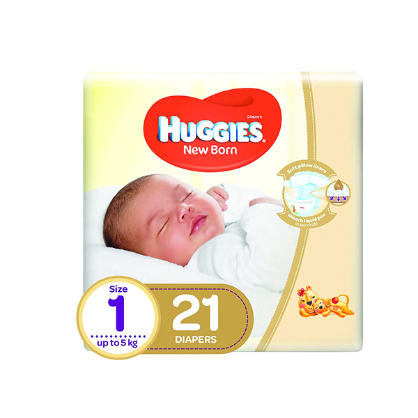 Huggies Diapers New Born Size (1) 1-5 Kgs 21 Diapers