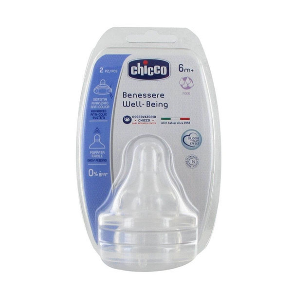 Chicco Well Being Silicone Teat 2 Pieces 6M+