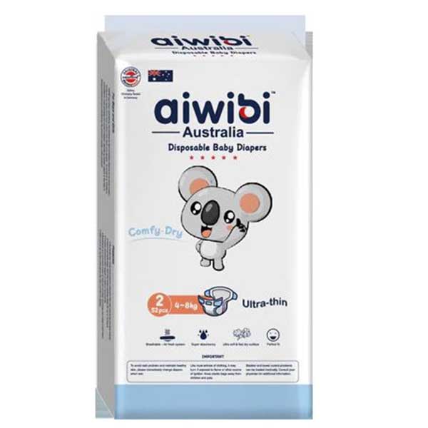 Aiwibi Baby Diapers Size (2) 4-8 Kgs 52 Diapers