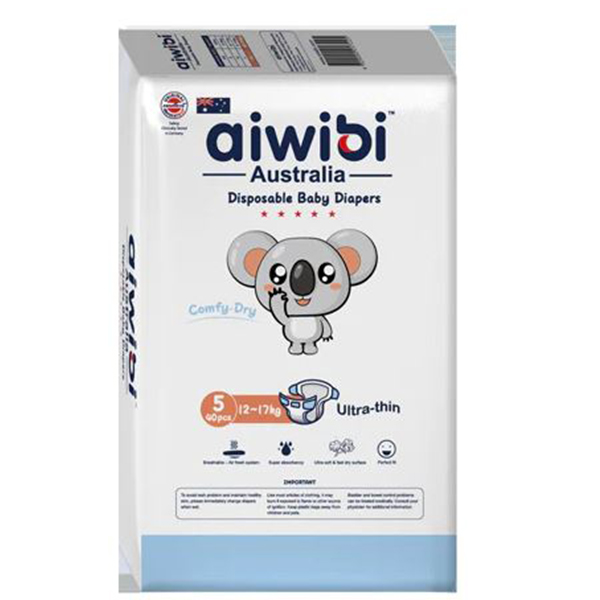 Aiwibi Baby Diapers Size (5) 12-17 Kgs 40 Diapers