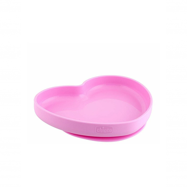 Chicco Silicone Heart Shaped Plate Pink 9M+