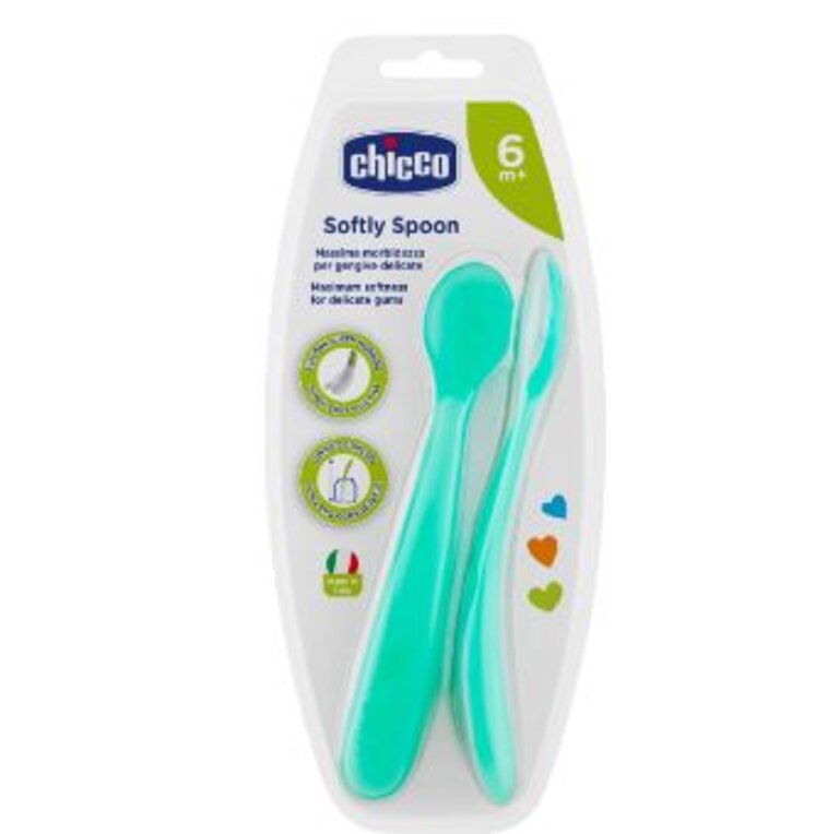 Chicco Softly Spoon 6M+ 2Pcs Green