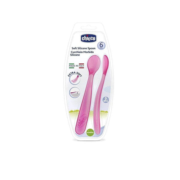 Chicco Softly Spoon 6M 2Pcs Pink