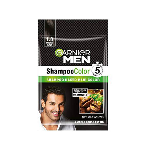 Garnier Men Shampoo Hair Color Shade 1.0 Natural Black 15ML