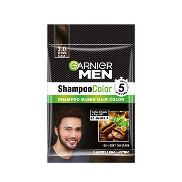 Garnier Men Shampoo Hair Color Shade 3.0 Brown Black 15ML