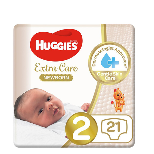 Huggies Extra Care Diapers Size (2) 4-6 Kgs 21 Diapers
