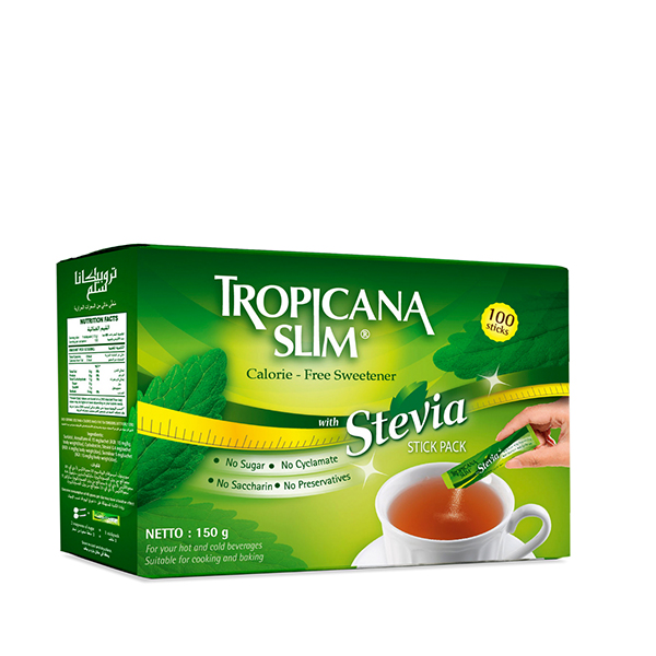Tropicana Slim Stevia Sweetener 100 Sachets