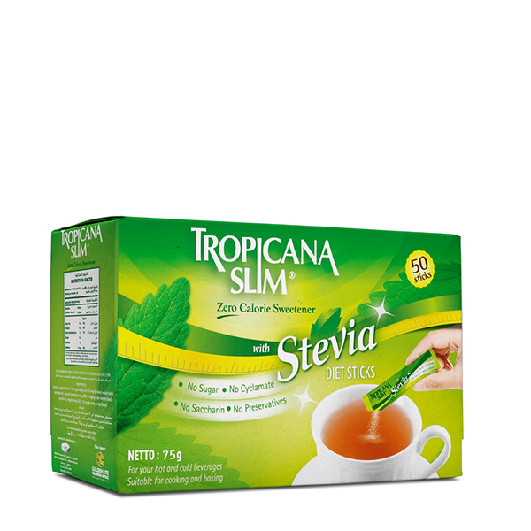 Tropicana Slim Stevia Sweetener Zero Calorie 50 Sachets