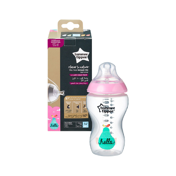 Tommee Tippee Closer To Natural Bottle Pink 3M+, 340Ml