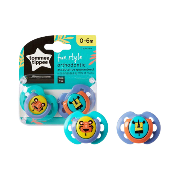 Tommee Tippee Fun Style Soother 0-6M, 2 Pieces