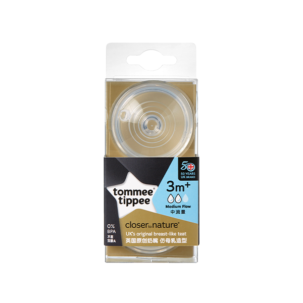 Tommee Tippee Closer To Natural Medium Flow Nipple 3M+, 2 Teats