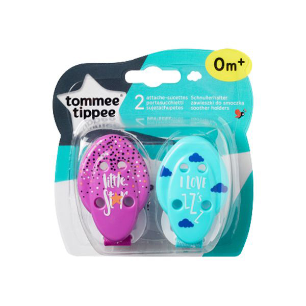 Tommee Tippee Soother Holder 0M+, 2 Pieces
