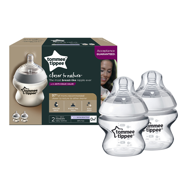 Tommee Tippee Closer To Natural Bottle 2 Pieces 0M+, 150Ml