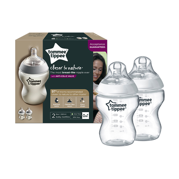Tommee Tippee Closer To Natural Bottle 2 Pieces 0M+, 260Ml