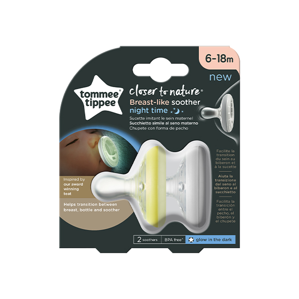 Tommee Tippee Breast Like Night Soother 6-18M, 2 Pieces