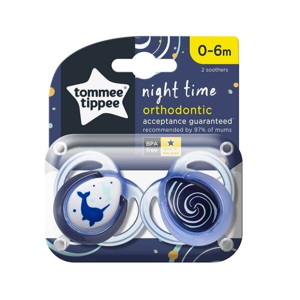Tommee Tippee Soother Night Time 0-6 2Pcs