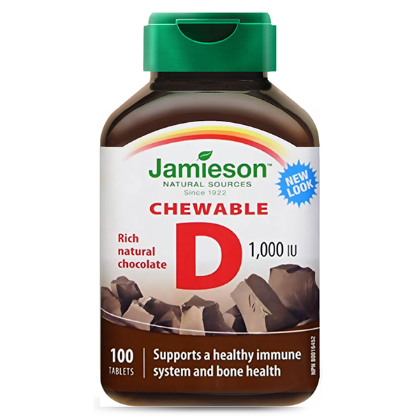 Jamieson Vitamin D3 Chewable Chocolate 1000IU, 100 Tablet