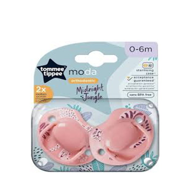 Tommee Tippee Moda Orthodontic Soothers 0-6m - Pack of 2