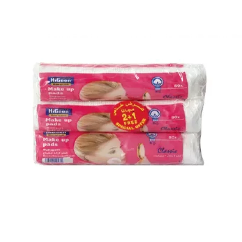 Higeen Makeup Pads.80 Pieces, 2+1 free