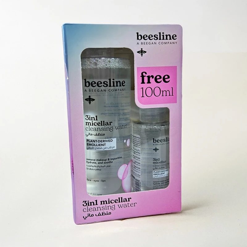 Beesline 3in1 Micellar Water Kit – 400ml + 100ml | Cleanses, Removes Makeup & Hydrates | Gentle Formula for Face & Eyes