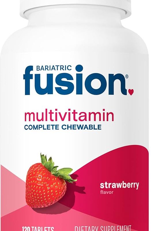 Strawberry Complete Chewable Bariatric Multivitamin with Iron for Bariatric Surgery Patients Including Gastric Bypass and Sleeve Gastrectomy - 120 Tablets