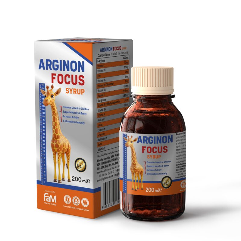 Arginon Focus Syrup 200ml, a dietary supplement for children