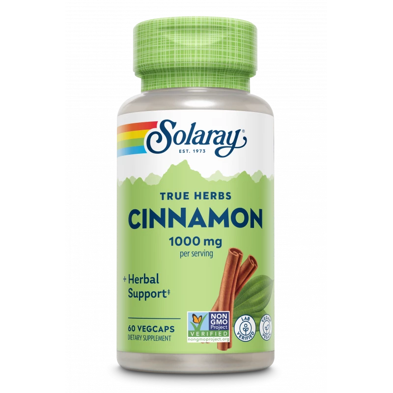 Solaray, 60 VegCaps, Dietary Supplement, True herbs Cinnamon , 500 mg