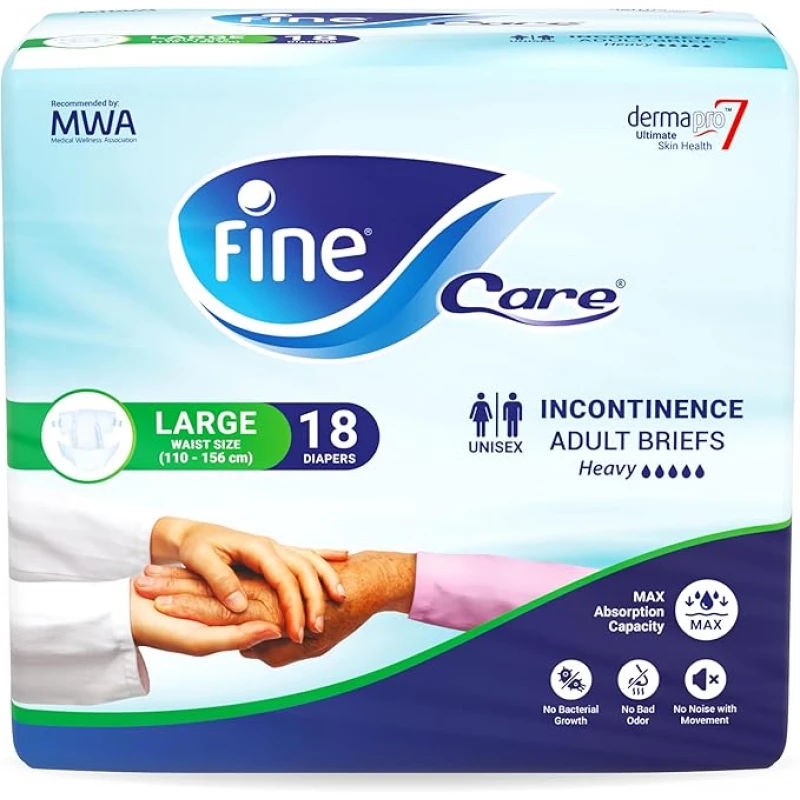 Fine Care Incontinence Unisex Adult Diaper Brief, Large 16 diapers