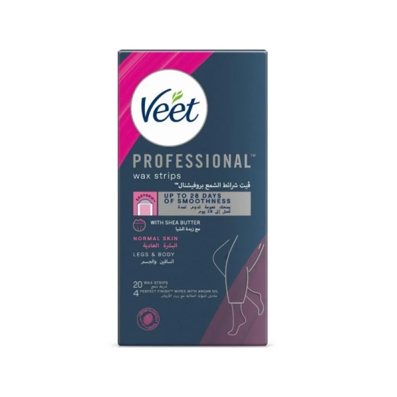 Veet Hair Removal Wax Strips for Normal Skin, 20 Strips