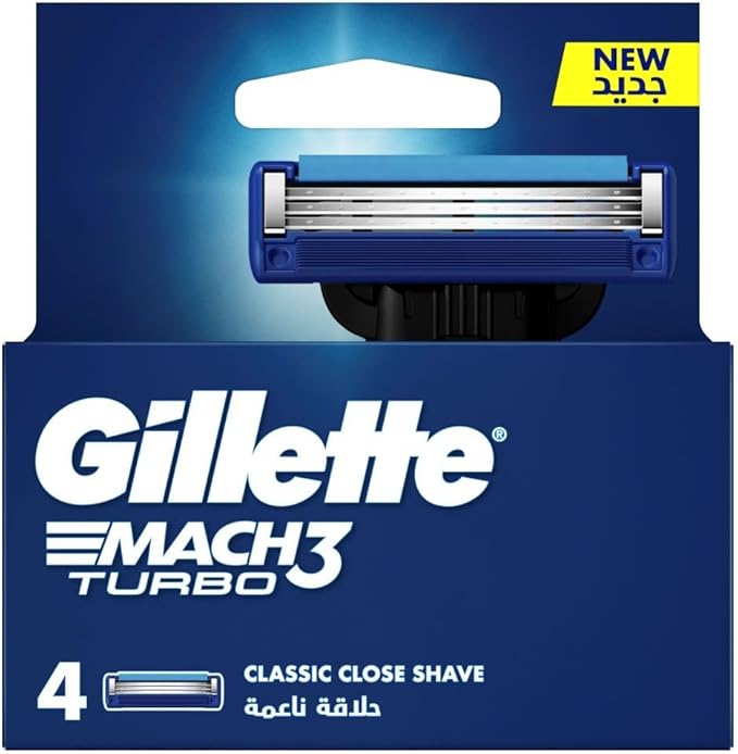 Gillette Mach3 Turbo Men'S Razor Blade Refills, 4 Count