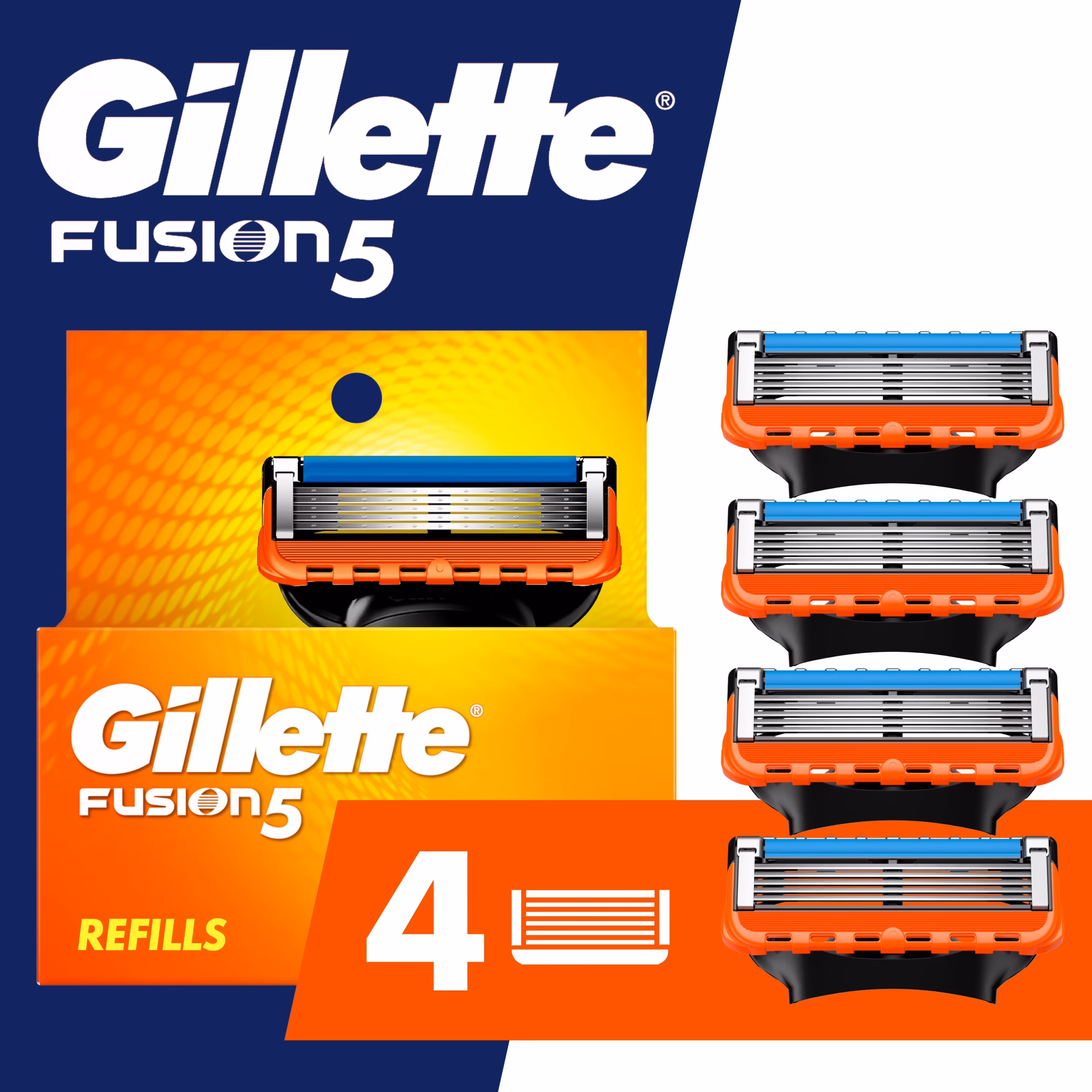 Gillette Fusion5 Razor Blade Refill , Manual Razor Men , 4 count
