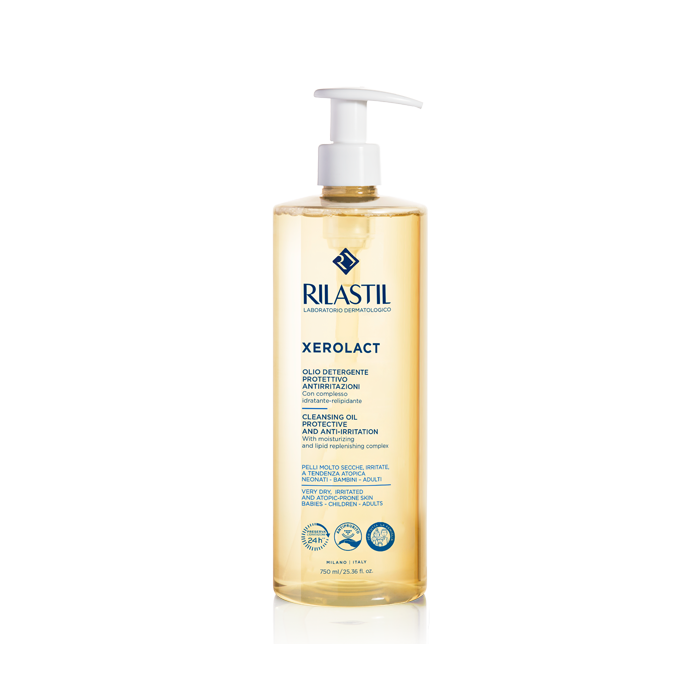 Rilastil Xerolact Cleansing Oil 750ml - Cleanses and moisturizes face and body