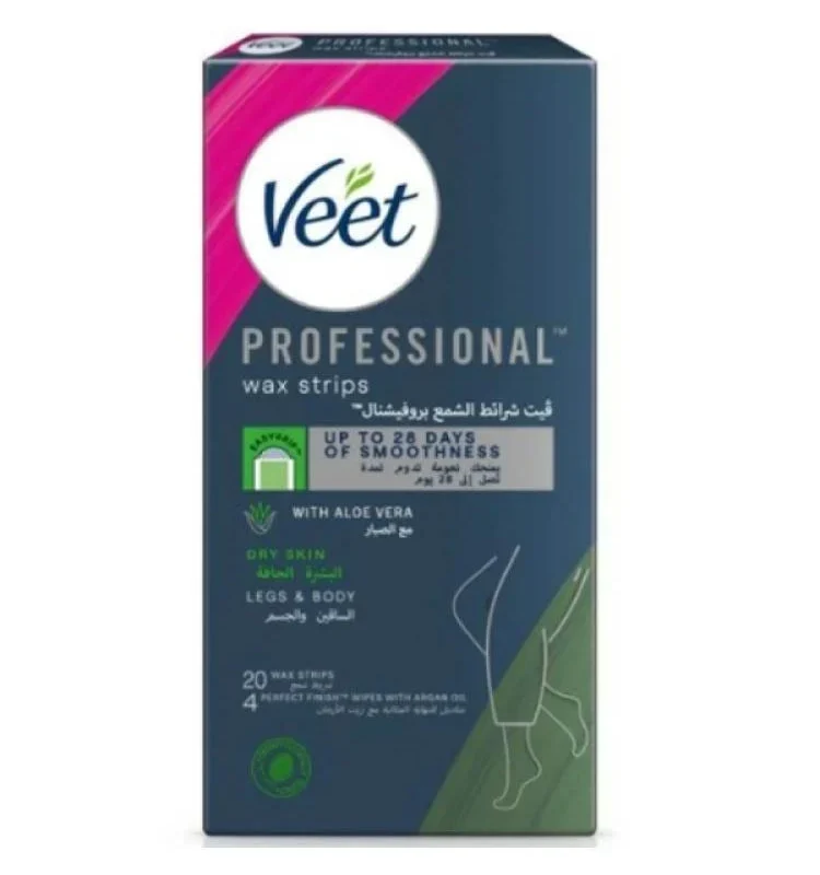 Veet Wax Strips for Hair Removal Gel - Easy to Use for Dry Skin - 20 Strips