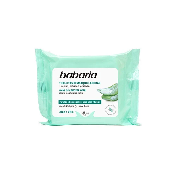Babaria Aloe Vera & Vit E Make Up Remover Wipes 25 pcs
