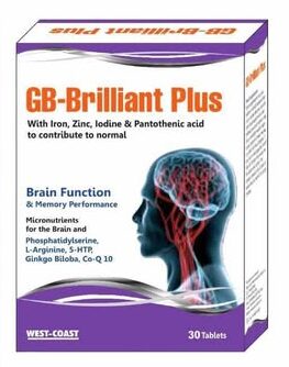 GB-Brilliant Plus 30 Tablets - Dietary supplement for increased focus
